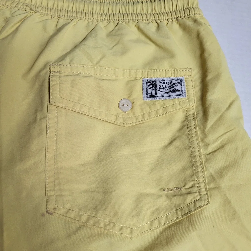 Polo Ralph Lauren Mens XL‎ Yellow Swim Trunks Mesh Lined Drawstring Pockets